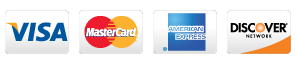 Visa, Master Card, Amarican Express, and Discover are credit cards we accept