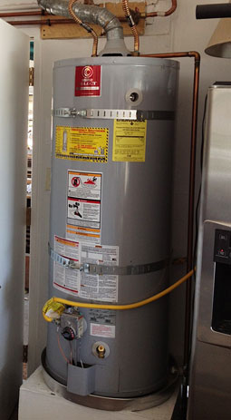 successful Redwood City water heater repair in garage